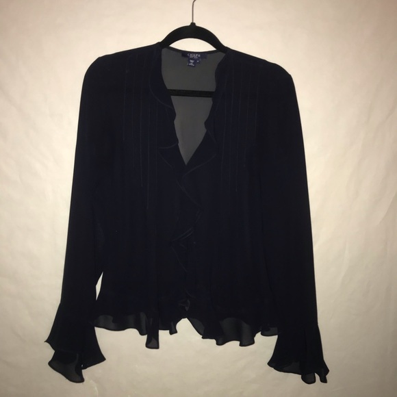 Chaps Tops - Chaps Sheer Black Button Down Blouse - Size 6